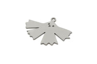 Steel Leaf Charm, 8 Stainless Steel Leaf Charms With 1 Loop, Charm Pendants (18x25x0.80mm) SMP2713