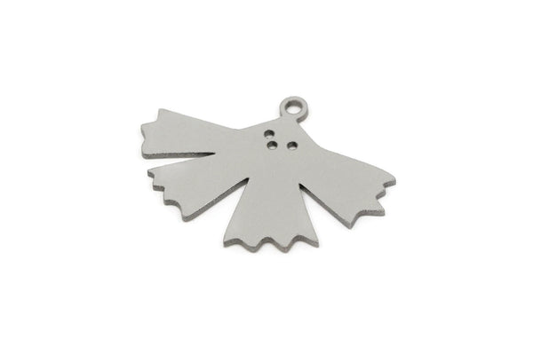 Steel Leaf Charm, 8 Stainless Steel Leaf Charms With 1 Loop, Charm Pendants (18x25x0.80mm) SMP2713
