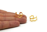 Gold Ring, 4 Gold Plated Brass Adjustable Wavy Rings Q0221