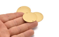 Gold Round Charm, Gold Plated Brass Round Charms With 2 Holes, Connectors (30x0.80mm) M01581
