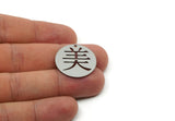 Chinese Kanji Beauty Charm, Brass/Steel/Copper Geometric Shaped Mei Character Pendants With 1 Hole, Asian Symbol Jewelry (25x0.80mm) SMP3255
