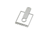 Steel Square Pendant, Stainless Steel Square Dangle Charms With 1 Hole And 7 Loops, Geometric Findings (35x22x0.80mm) SMP3301