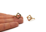 Gold Rhomb Ring, Gold Plated Brass Diamond Shape Adjustable Ring N0066 Q228