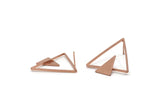 Rose Gold Triangle Earring, 2 Rose Gold Plated Brass Triangle Stud Earrings (29.5x29x1.2mm) E374 Q0525