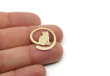 Brass Cat Charm, Raw Brass Cat Charms With 1 Loop, Animal Jewelry, Findings (20/25/30x0.60mm) SMP3317