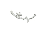 Steel Flower Charm, Stainless Steel Heart Rhythm Shaped Necklace Charms With 2 Loops, Pendants, Findings (15x40x0.80mm) SMP3306