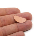 Semi Circle Charm, Raw Copper Half Moon Connectors With 2 Holes, Stamping Blank (10/12.5/15x0.80mm) SMP2888