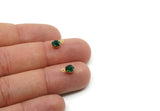 Brass Bead, 8 Emerald Crystal Rhinestone Beads Brass Setting for SS24 - 5.3mm SS24 S406 Y241