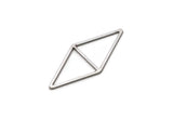 Steel Diamond Charm, 24 Stainless Steel Diamond Charms, Connector Findings, Geometric Parts (28x13x0.80mm) SMP3024