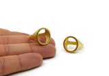 Brass Circle Ring, 2 Raw Brass Adjustable Open Circle Rings N0049