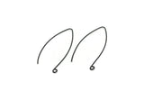 Black Earring Wires, 12 Oxidized Black Brass Earring Wires (50x0.70mm) D0146