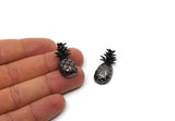 Gunmetal Pineapple - Gunmetal Plated Brass Pineapple Charms With 1 Loop (30x14x6mm) N0243 Q0714