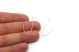 Silver Stud Earring Wires, 24 Antique Silver Plated Brass Needle Bar Earring Wires With 1 Loop (34.5x0.7mm) E108