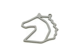 Steel Horse Charm, 6 Stainless Steel Horse Charms With 1 Loop, For Jewelry Making (27x26x0.80mm) SMP3100