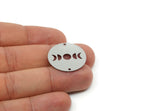 Customized Charm, For Jewelry Making Brass/Steel/Copper Geometric Shaped Moon Phases Charm With 2 Holes, Round Jewelry (25mm) SMP3175