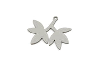 Steel Leaf Charm, 10 Stainless Steel Leaf Charms With 1 Loop, Charm Pendants (23.5x26x0.80mm) SMP2714