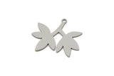 Steel Leaf Charm, 10 Stainless Steel Leaf Charms With 1 Loop, Charm Pendants (23.5x26x0.80mm) SMP2714