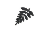 Black Leaf Charm, 4 Oxidized Black Brass Acacia Leaf Charms With 1 Loop, Findings (37.5x25x0.60mm) SMP0306 Y258
