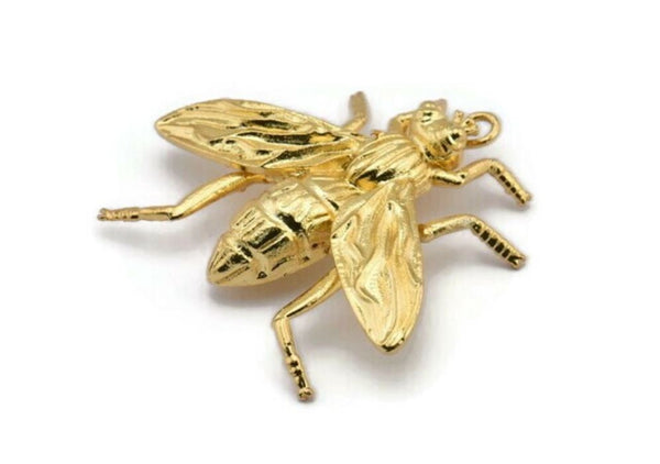 Huge Bug Pendant, Gold Plated Bug Fly Insect Charm Pendant (43x41mm) N0214 Q0088