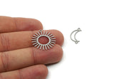 Steel Dangle Charm, Stainless Steel Sun And Crescent Moon Shaped Charms With 3 Loops, Findings (43x23x0.80mm) SMP3298