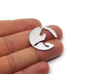 Steel Round Charm, 6 Stainless Steel Horse Patterned Charms With 1 Hole, For Jewelry Making (28x0.80mm) SMP3003