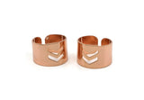 Rose Gold Chevron Ring, Rose Gold Plated Brass Adjustable Double Chevron Ring (19mm) A0885 Q0316