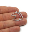 Steel Horse Charm, 6 Stainless Steel Horse Charms With 1 Loop, For Jewelry Making (27x26x0.80mm) SMP3100