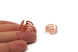 Rose Gold Chevron Ring - 4 Rose Gold Plated Adjustable Triple Chevron Ring Settings (16x17mm / 23 Gauge) MN01