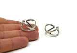 Silver Ring, 2 Antique Silver Plated Brass Adjustable X Shape Rings N0003