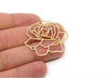 Brass Flower Charm, Raw Brass Rose Flower Charms, Birth Month Flower, June Month Flower, Findings (23/27/36x0.60mm) SMP2731