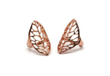 Rose Gold Leaf Ring, Rose Gold Plated Brass Adjustable Leaf Rings N0030 Q0408