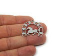 Steel Horse Charm, 4 Stainless Steel Horseshoe Charms With 1 Loop, For Jewelry Making (30x31x0.80mm) SMP3101