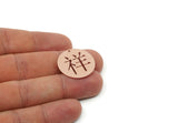 Good Luck Charm, Brass/Steel/Copper Geometric Shaped Xiang Character Pendants With 1 Hole, Asian Symbol Jewelry (25x0.80mm) SMP3256
