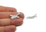 Stainless Steel Airplane Banner Charm, Flying Airplane Connector, Happy Banner Pendant, Jewelry Findings for Necklace (55x20x0.80mm) SMP3292