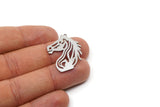 Steel Horse Charm, 6 Stainless Steel Horse Charms With 1 Loop, For Jewelry Making (32x24x0.80mm) SMP3009