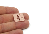 Chinese Goat Zodiac, Brass/Steel/Copper Geometric Shaped Yang Character Charms With 1 Hole, Year Of The Sheep Charms (20x20x0.80mm) SMP3263