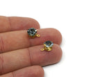 Brass Bead, 6 Raw Brass Black Diamond Crystal Rhinestones Setting for SS39 (8.3mm) SS39 F106