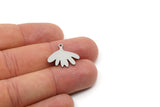 Steel Leaf Charm, 12 Stainless Steel Leaf Charms With 1 Loop, Findings (18x20x0.80mm) SMP2951