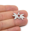 Steel Leaf Charm, 10 Stainless Steel Leaf Charms With 1 Loop, Charm Pendants (23.5x26x0.80mm) SMP2714