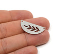Semi Circle Charm, 6 Stainless Steel Half Moon Charms With 2 Holes, Branch Pattern Jewellery Parts (15x30x0.80mm) SMP2760