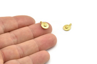 Brass Round Charm, 8 Raw Brass Flower Charms With 1 Loop, Bracelet Charms (11x8x2.5mm) N2459