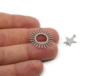 Steel Dangle Charm, Stainless Steel Sun And Star Shaped Charms With 3 Loops, Findings (40x23x0.80mm) SMP3297