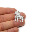 Steel Horse Charm, 6 Stainless Steel Horse Charms With 1 Loop, For Jewelry Making (30x22x0.80mm) SMP3000