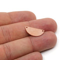 Semi Circle Charm, Raw Copper Half Moon Connectors With 2 Holes, Stamping Blank (10/12.5/15x0.80mm) SMP2888