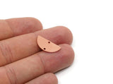 Semi Circle Charm, Raw Copper Half Moon Connectors With 2 Holes, Stamping Blank (10/12.5/15x0.80mm) SMP2890