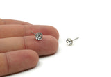 Brass Stud Earrings, 6 Crystal Rhinestone Beads Brass Stud Earrings Brass Setting for SS29 - 6.3mm SS29 N0581