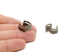 Brass Chevron Ring - 5 Antique Plated Brass Adjustable Chevron Ring Settings - 16-17mm / 23 Gauge Mn02