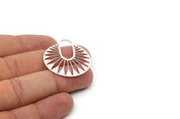 Silver Round Charm, 2 Antique Silver Plated Brass Round Shaped Charms, Pendants, Findings (36x32x0.60mm) SMP2075 A6895