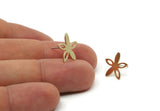 Brass Flower Earring, 8 Raw Brass Flower Stud Earrings (14x15x0.80mm) SMP3300 Y178