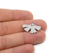 Steel Leaf Charm, 8 Stainless Steel Leaf Charms With 1 Loop, Charm Pendants (18x25x0.80mm) SMP2713